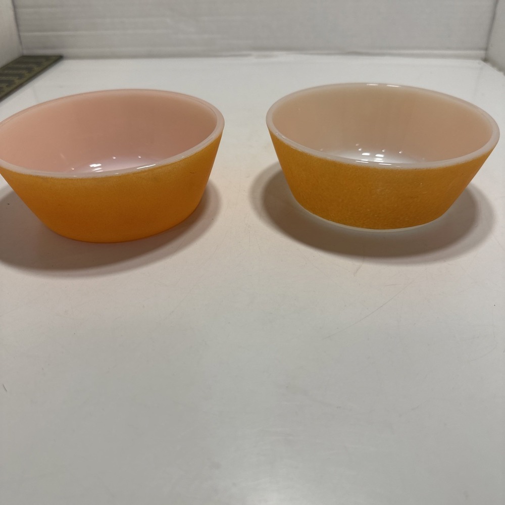 Federal Glass Oven Proof Bright Orange Retro Cereal Bowl 2 Bowls.‎